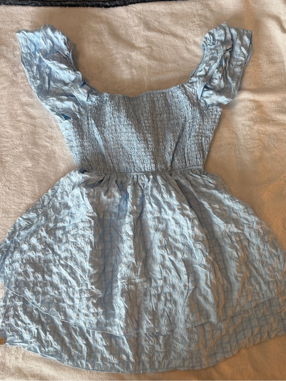 Simply Southern Light Blue Crinkle Ruffled Smocked Dress - Picture 3 of 14